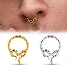 1PC ASTM F136 Titanium Punk Snake Nose Rings Septum Clicker Cartilage Tragus