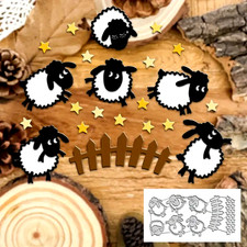 Lovely Little Jumping Sheep, Fence & Stars Metal Die Set .Scrapbooking DIY. U26