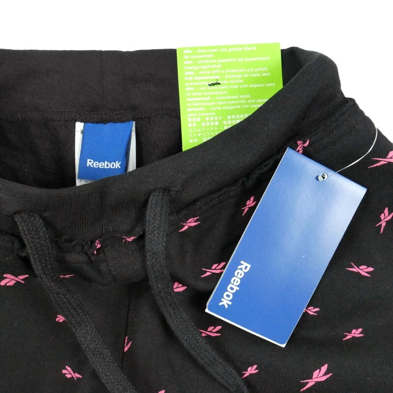 Reebok Damen Jogginghose Warm Fleece Trainingshose Hüft Hose Logo schwarz pink - Bild 2 von 4