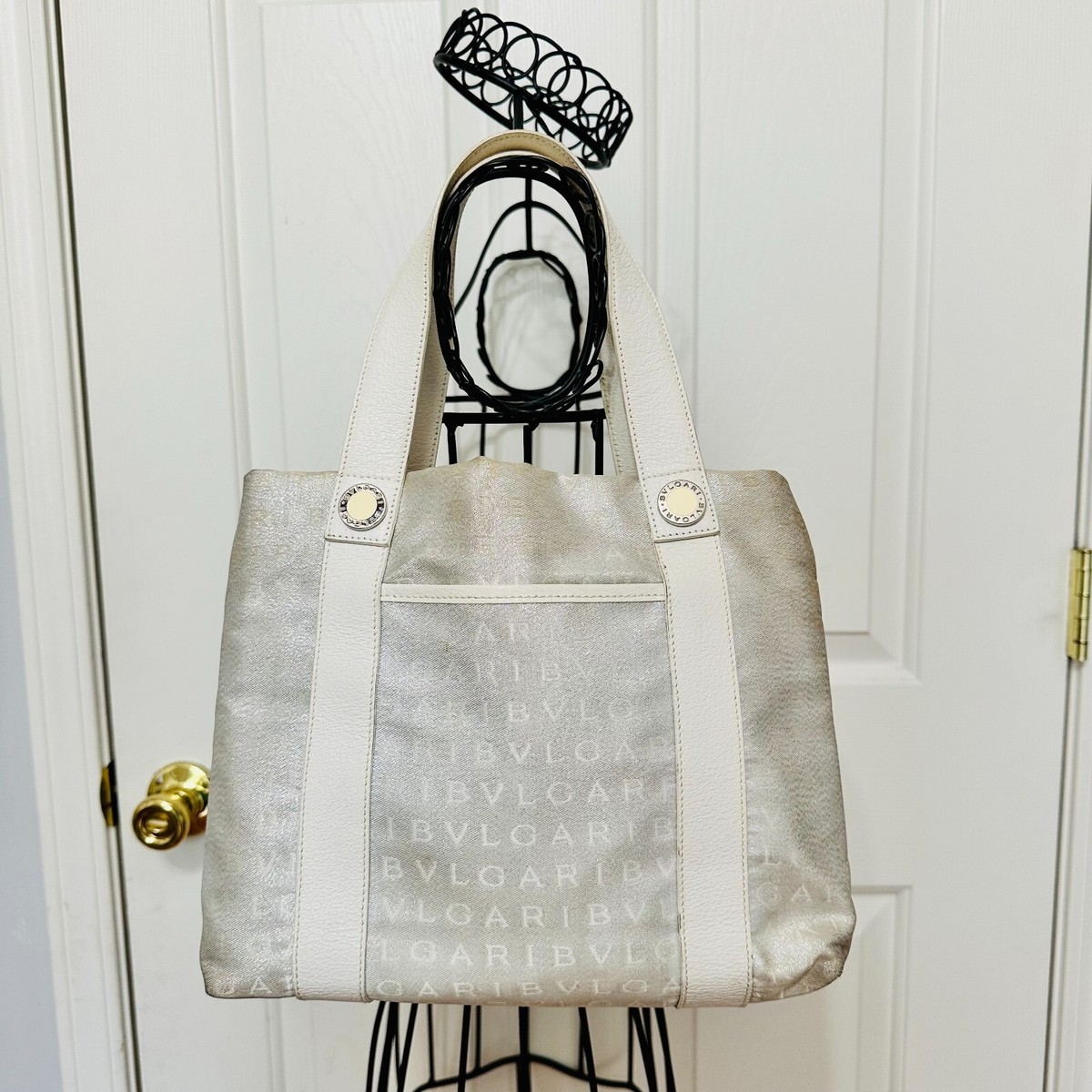 AUTHENTIC BVLGARI LOGO MANIA METALLIC TOTE BAG MADE IN ITALY | eBay