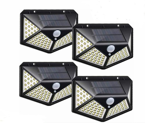 4X Solar Power PIR Motion Sensor Wall Lights 100LED Outdoor Garden Security Lamp - Picture 2 of 8