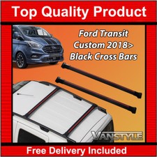FORD TRANSIT CUSTOM 18 23 BLACK CROSS BAR SET FOR OUR ALUMINIUM ROOF BARS RACK