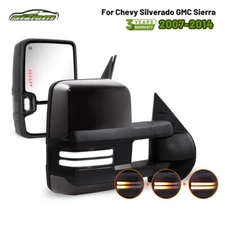Power Heated Switchback Tow Mirrors Painted Black for 2007-2013 Silverado Sierra