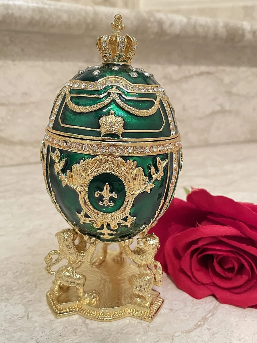 Emerald Russian Faberge egg Swarovski WREATH Ornament Christmas