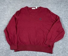 VTG 90s IZOD V-Neck Sweater Adult Large Dark Red Heavy Cotton Preppy Knit