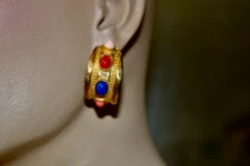 K.J.L. Kenneth Jay Lane vintage clip on cabochon signature large earrings