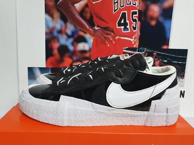 Nike Blazer Low x Sacai Schwarz Lackleder Herren UK 9 EUR 44 (DM6443 001)