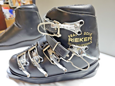Vintage 1960\'s Rieker Ski Boots Black Leather Metal Buckle  Germany Vintage 1960 main image 4