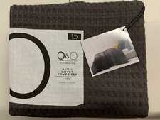 O O Waffle Duvet Cover Set size Twin charcoal 100 cotton