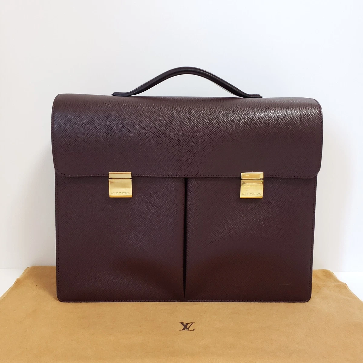 Authentic - Louis Vuitton Red Taiga Serviette Kazan Briefcase Dark