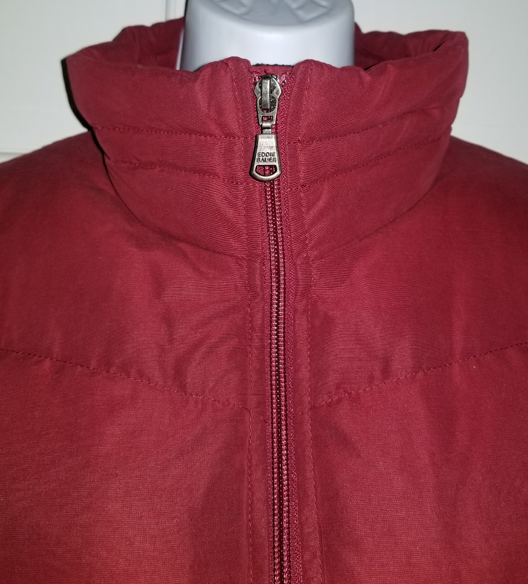ジャケット・アウター Eddie Bauer rib puffer jacket red Vintage Eddie Bauer Red Jacket Mens Med Goose Down Bomber Puffer