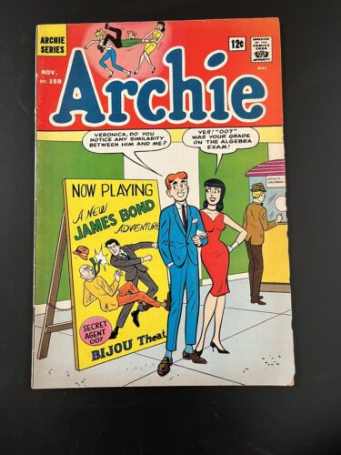 Rare ARCHIE #159 comic book, (Nov 1965) Very Good, James Bond cover ,  - Foto 1 di 12