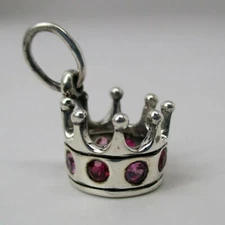 Sterling Silver CROWN Charm for Bracelet PENDANT Brown County Silver VINTAGE New