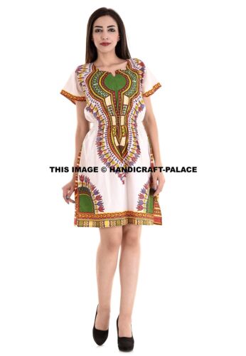 Traditionell Afrikanische Aufdruck Dashiki Kleid Kurzärmlig Damen Mode Party - Picture 1 of 6