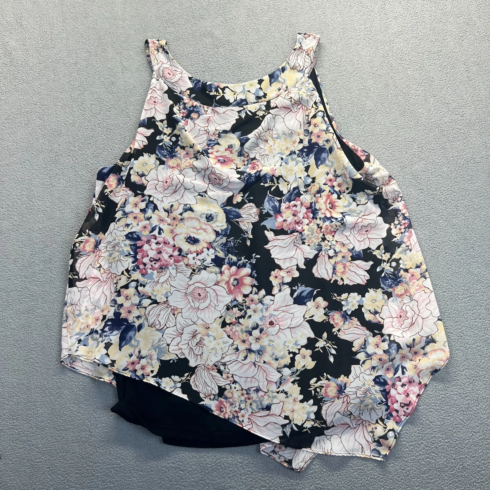 Top tunica donna Alyx taglie forti 2X senza maniche floreale plissettato foderato relax