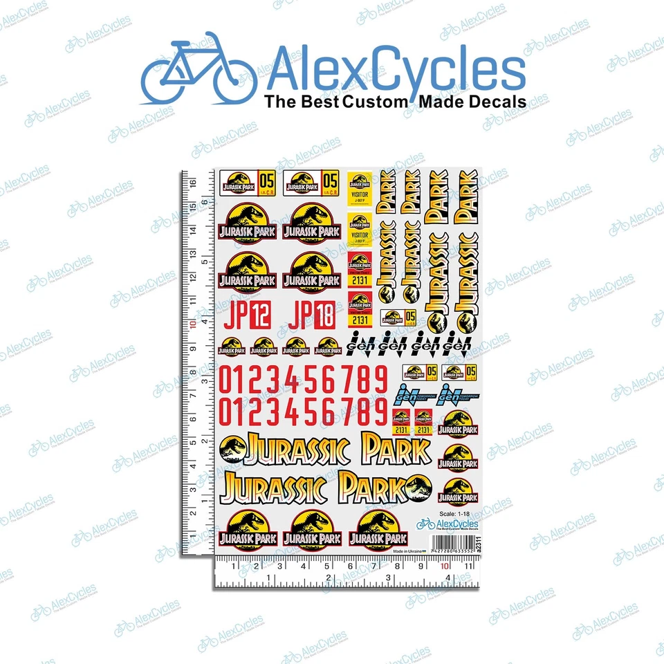 x2 1:18 1:24 Scale Jurassic Park RC Cut Decals Sticker Crawler Axial TRX4 SCX24 - Image 2 of 3