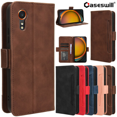 For Samsung Galaxy Xcover 7 5 6 Pro Retro Leather Wallet Case + Screen Protector