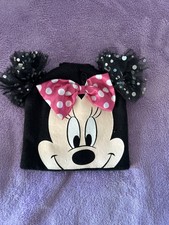 Girl's Minnie Mouse Face Beanie Cap Hat Glove Mitten Combo NEW Cold Weather Set