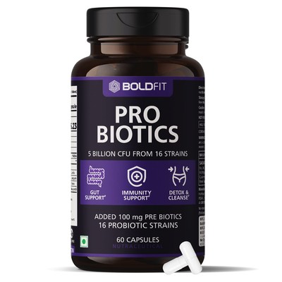 Boldfit Probiotics Capsules 5 Billion CFU From 16 Strains Capsules, 60 Capsules