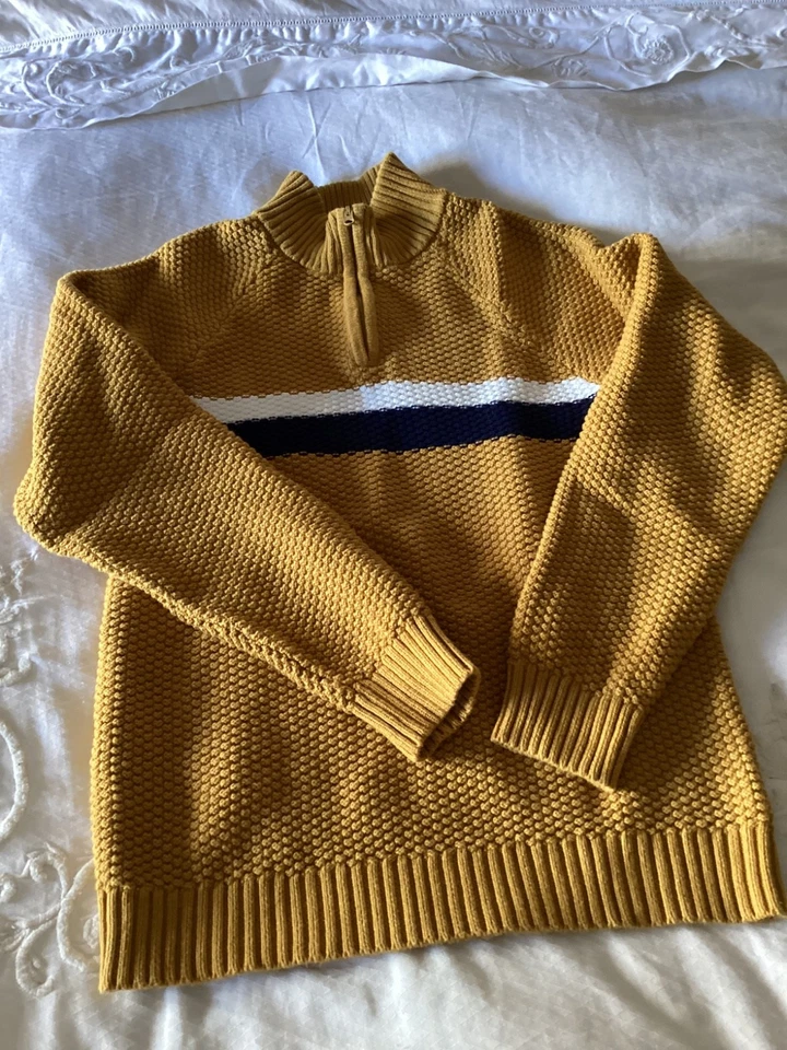 janie and jack boys size 14 mustard yellow with colorup zip up sweater - Image 2 of 4