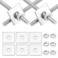M4x55mm Fully Threaded Rod,8Set 304 Stainless Steel Rod with Nut Square Washer