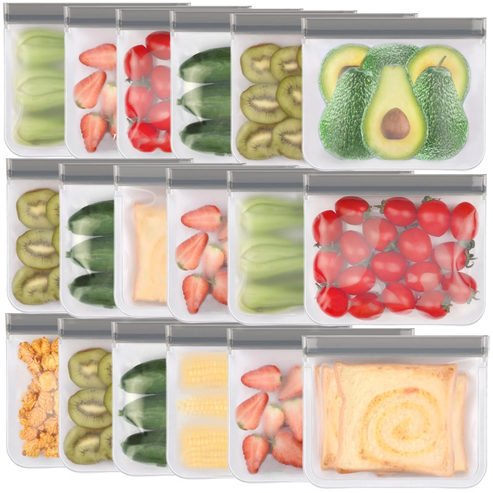 18 Pack Reusable Sandwich Bags Dishwasher Safe, BPA Free Food Storag Bags, Ex...