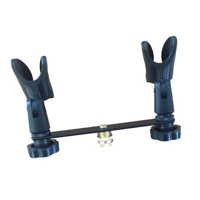 Double Microphones Clips Angle Adjustable 1 to 2 Mic Mount Attachment Accessory