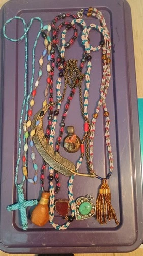 costume jewelry lot beads native american vintage