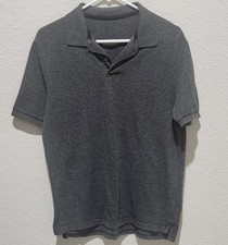 Mens Charcoal Pique Stretch Polo Shirt Size M Cotton Blend Short Sleeve Casual