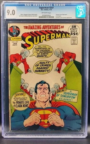 SUPERMAN 247 CGC 9.0 HIGH GRADE GUARDIANS OF THE UNIVERSE & GREAT CPR CANDIDATE