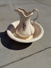 Antique Ironstone Water Pitcher and Wash Basin Made In USA