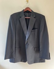 Jos A Bank Men's Wool Black Tuxedo 3 Piece Suit 46 Short Vest XL Pants 42x28