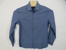 John Varvatos Dress Shirt Mens 16 32/33 Blue Gingham Slim Fit Stretch Button Up
