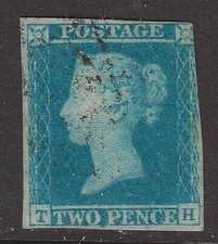 Product Image: GB QV 1840  Sg 14c es14c 2d  Blue T-H Plate 4 Re Entry State 1 Cat £250