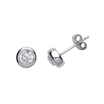 Silver Jewelco London CZ Donut Stud Earrings