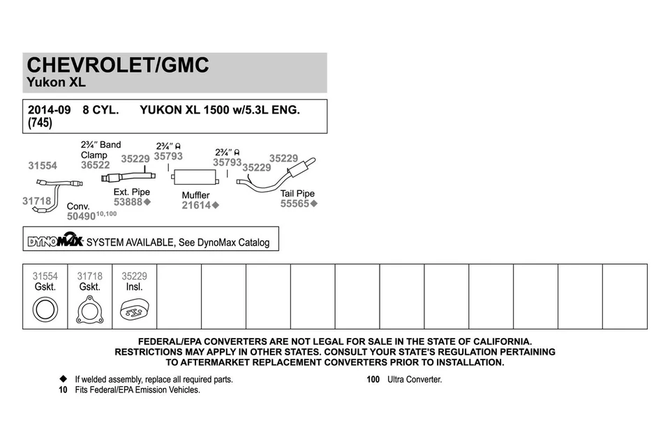 For Chevy Suburban 1500 09-14 Aluminized Steel Exhaust Flex & Pipe Assembly Foto 3 de 4