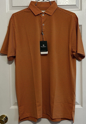 Donald Ross Men's Golf Polo Shirt, Medium, ''Trinity'', Apricot/Eggplant, NWT