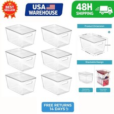 Vtopmart 6 Pack Clear Stackable Storage Bins with Lids for Organization