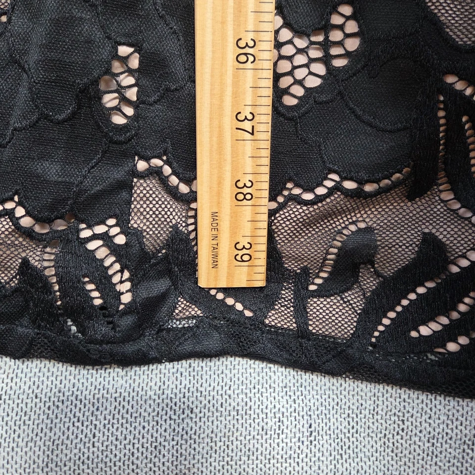 Adrianna Papell Black Lace Floral Dress Womens Size 16 Long Sleeve Round Neck - Image 3 of 4