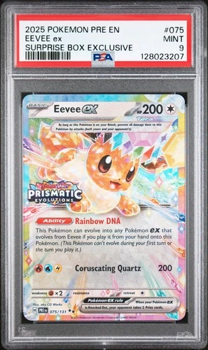 2025 POKEMON PRE EN-PRISMATIC EVOLUTIONS SURPRISE BOX EXCLUSIVE EEVEE EX PSA 9