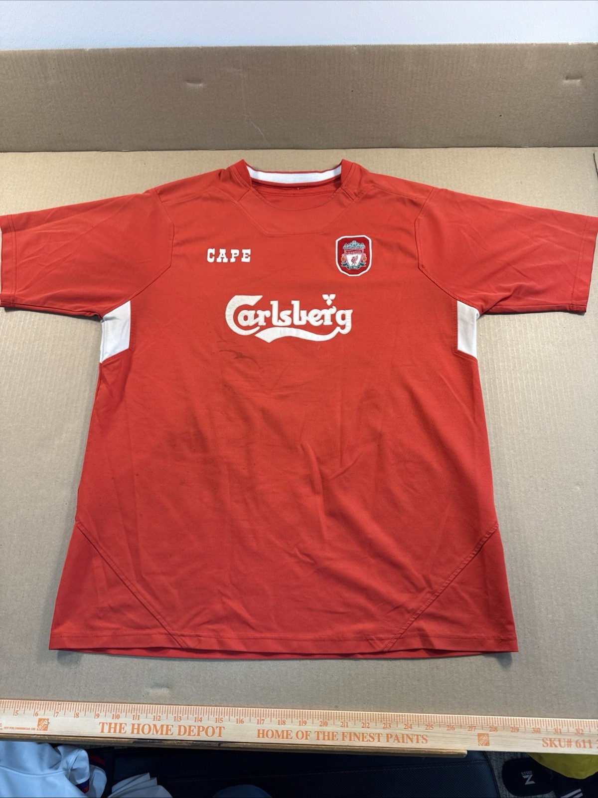 vintage red carlsberg liverpool football club jersey, See Size Measurements