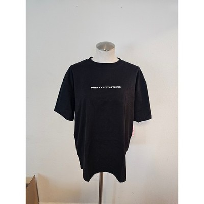 PrettyLittleThing Black Oversized Logo Graphic T-Shirt NWT US 4 CNI7735/4/70