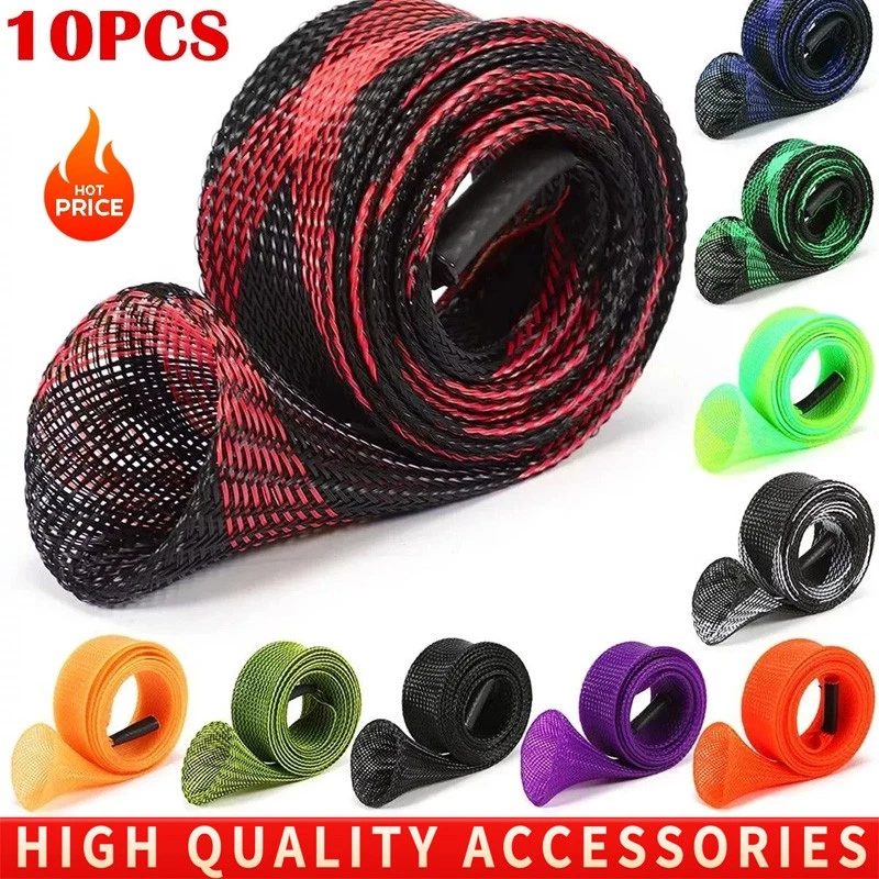 BEST-PARTS-BEST-SERVICE 10 PCS Fishing Rod Sock Mesh Covers Braided Pole Protector Sleeve Fish Tool USA