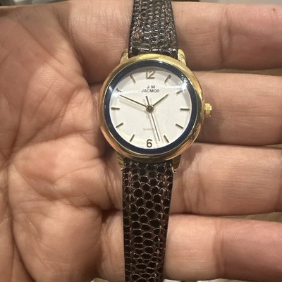 Working J.M. Jacmor 26mm Ladies Watch New Battery Brown Leather Fits Upto 7 