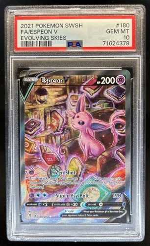 2021 Pokemon SWSH Evolving Skies Espeon V #180/203 PSA 10 GEM MINT