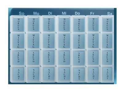 Pillendose Pillenbox Pillenturm Tablettenbox Medikamentenbox 7 Tage 4 Pächer HP