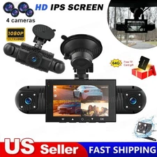 HD Dash 4--Channel 360° Cam Recorder Car Camera DVR Vehicle Video G-Sensor 64GB