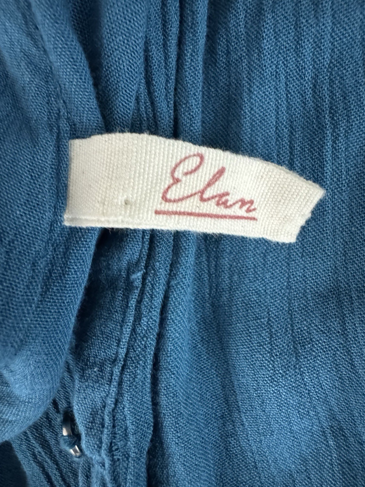 ELAN Teal Scrunch Viscose Fabric Tiered 3/4 Sleeve Shift Dress Sz XL