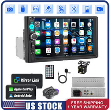 Single 1Din 7" Touch Screen Stereo Bluetooth Radio Car Apple/Android Carplay GPS