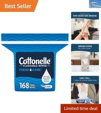 Complete Clean with Fresh Care Flushable Wipes - 168 Gentle Biodegradable Wipes
